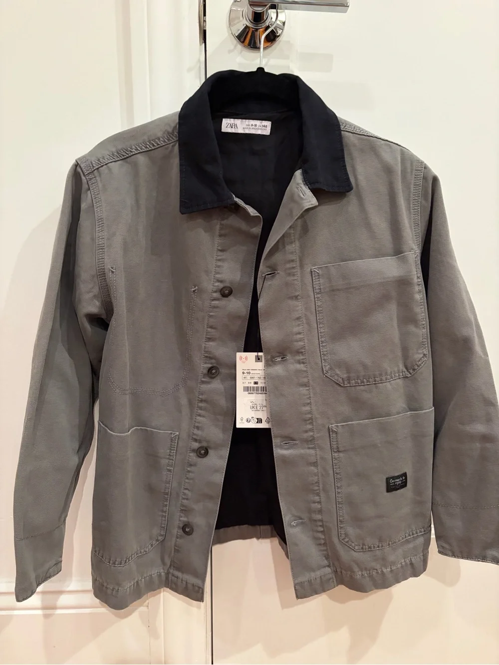 NEW BOYS Zara Gray Work Jacket with Black Collar